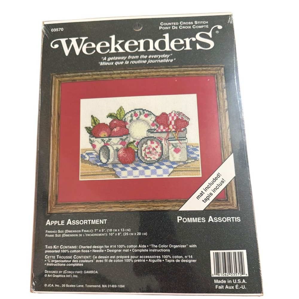 Weekenders Apple Assortment Counted Cross Stitch Kit 03570 JCA Gamboa Vintage